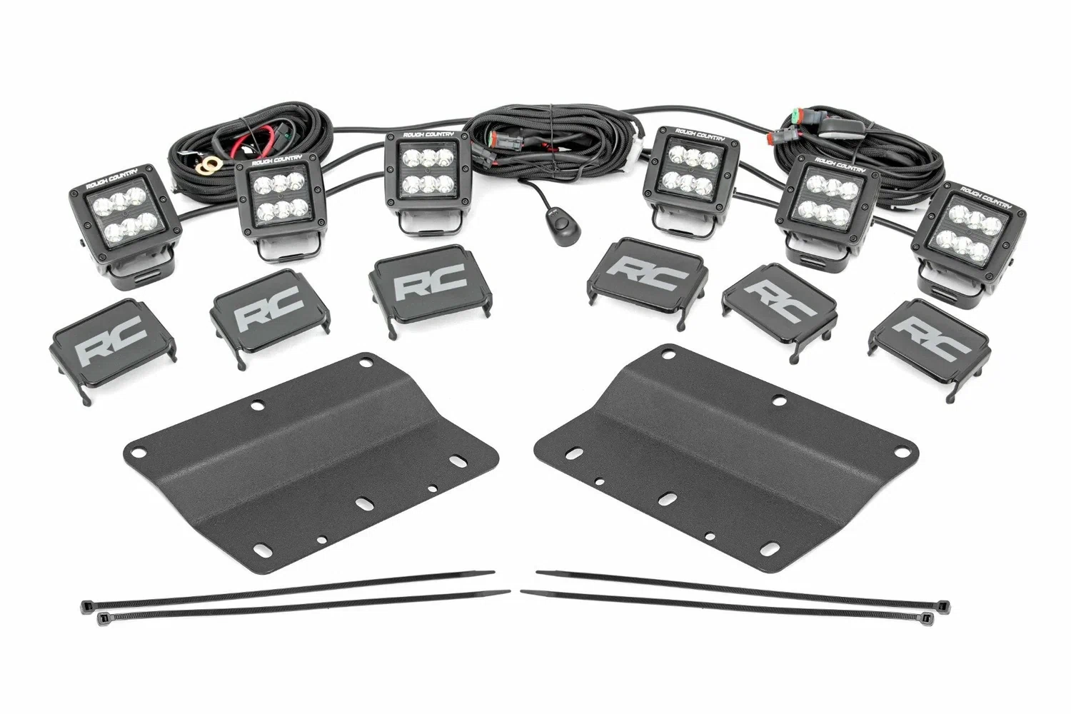 Fits Ford Bronco (21-24) LED Light Kit Fog Mount Triple 2_ Black Pair Spot 51085